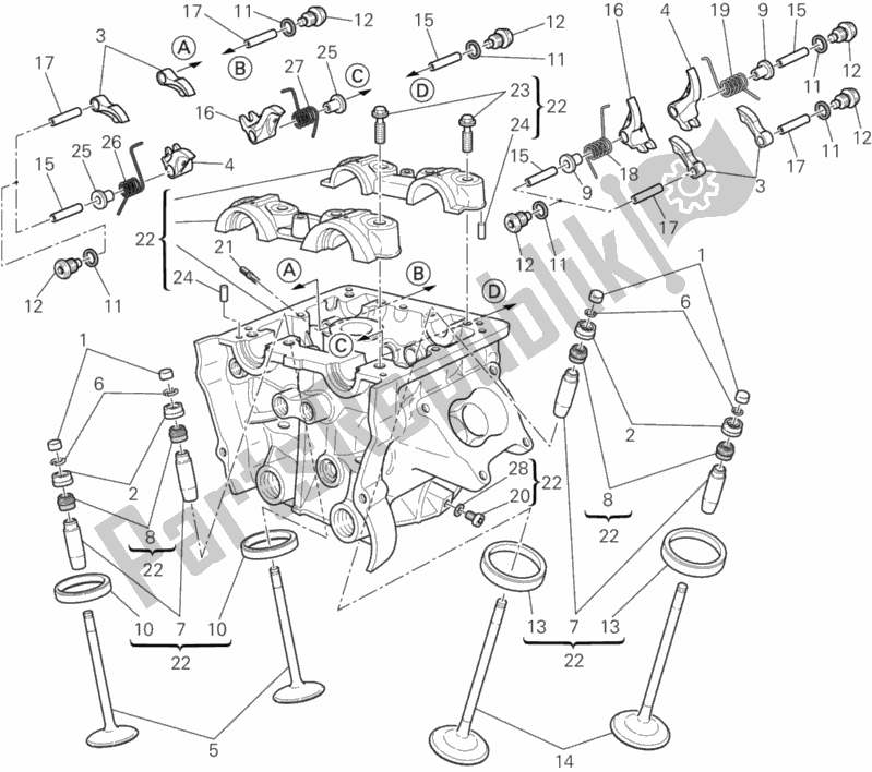 Todas as partes de Cabeça De Cilindro Vertical do Ducati Diavel Carbon Thailand 1200 2014
